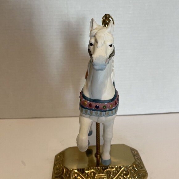 Vintage Impulse Giftware Carousel Horse Porcelain On Brass Stand White 9.5" - Picture 5 of 12